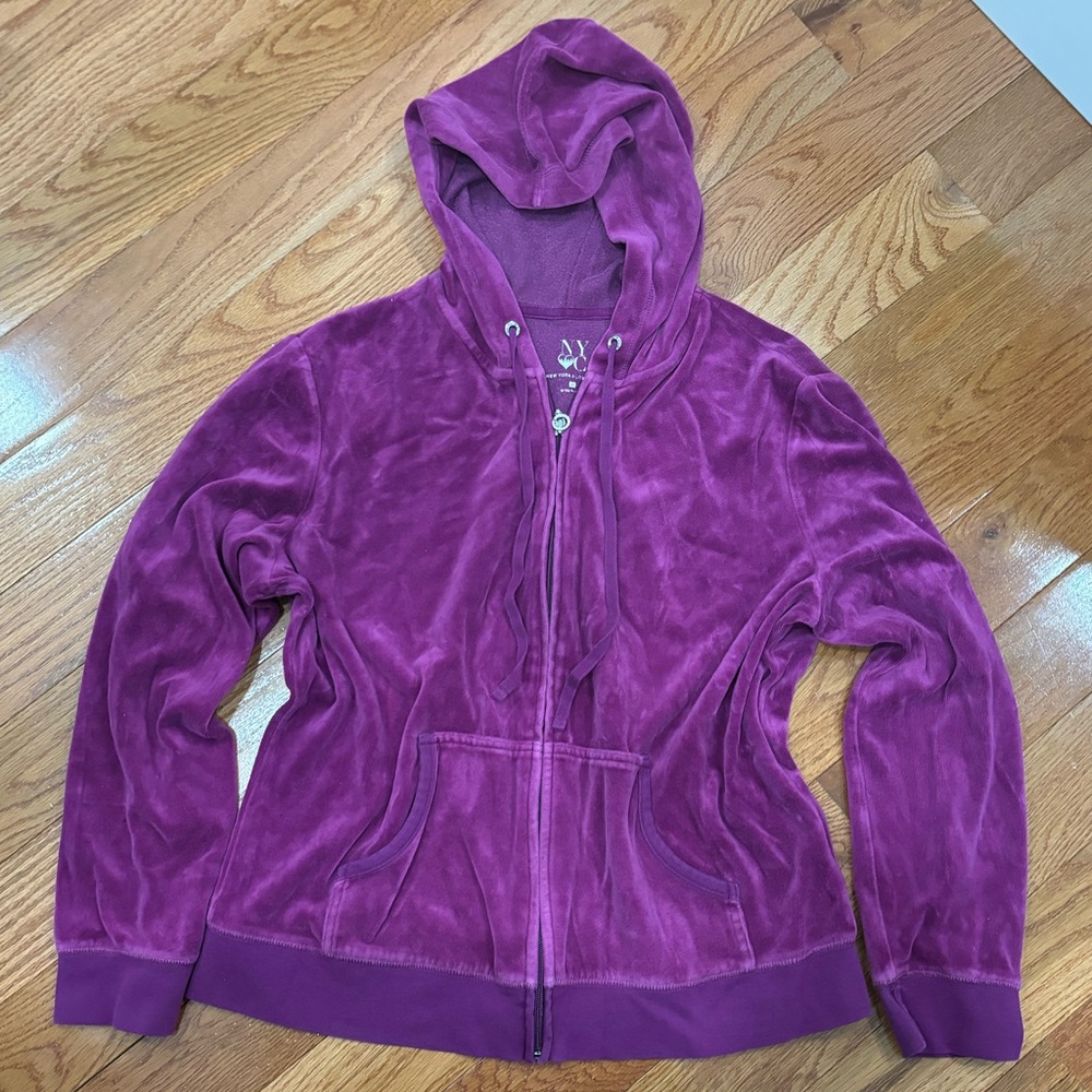 Vintage Y2K Purple Velour Zip Up Hoodie